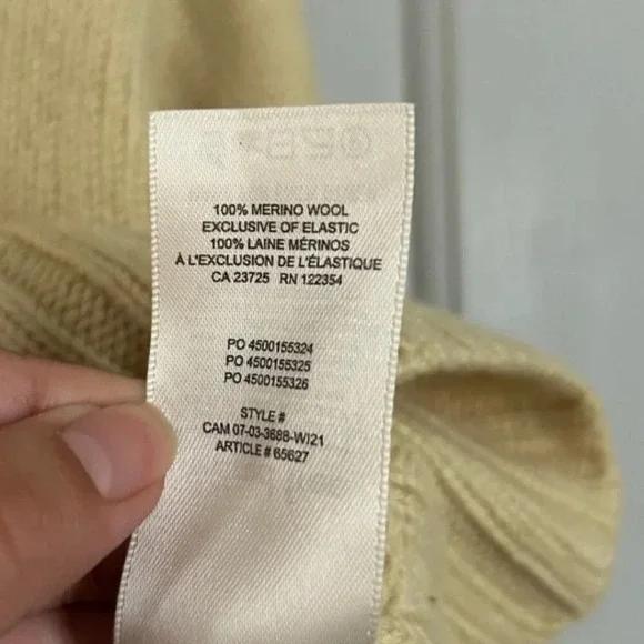 Aritzia Wilfred Free Knit Chunky Cropped Sweater 100% merino wool butter yellow - Picture 7 of 10